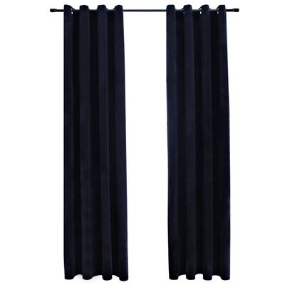 vidaXL Blackout Curtains with Rings 2 pcs Black 54"x63" Velvet