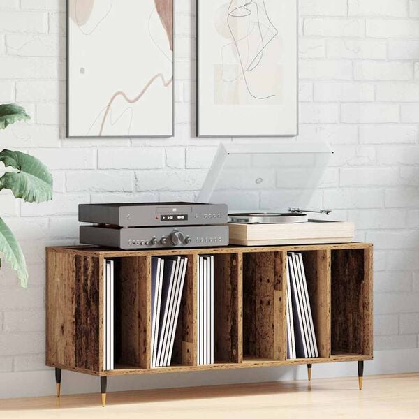 vidaXL Record Cabinet with Shelf Old wood 39.37 x 14.96 x 18.90 in