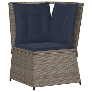 vidaXL Patio Sofa Gray, Navy Blue PE Rattan, Powder-Coated Steel Medium