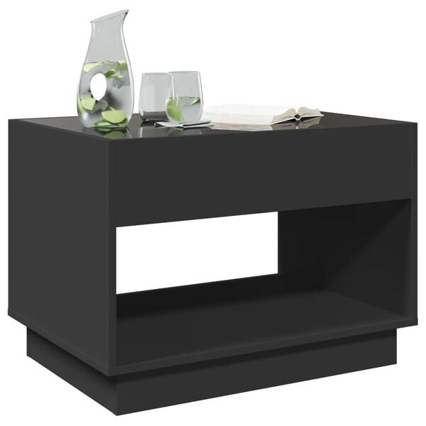 vidaXL Coffee Table Black Engineered wood, glass 27.6 x 19.7 x 19.7 in
