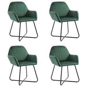 vidaXL Dining Chair Set of 4 Green Velvet Standard Ergonomic