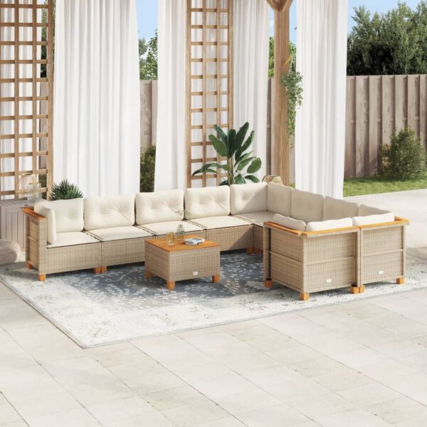 vidaXL Garden Sofa Set Beige PE rattan Large Modular Garden Sofa Set