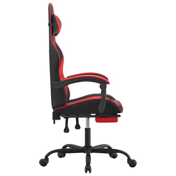 vidaXL Gaming Chair with Footrest Black and Red Faux Leather