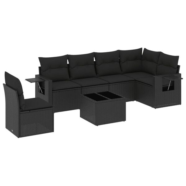 vidaXL Garden Sofa Set Black PE Rattan Large Foldable Garden Sofa Set