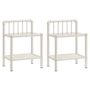 vidaXL Bedside Cabinet Set of 2 White and Transparent