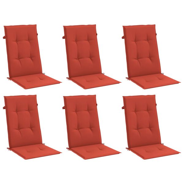 vidaXL Highback Chair Cushion Set of 6 Melange red 100% polyester