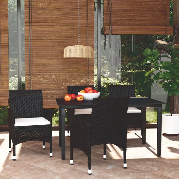 vidaXL Dining Set Chair: Black, Cushion: Cream White