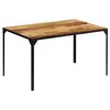 vidaXL Dining Table Brown, Black Solid mango wood, Powder-coated iron
