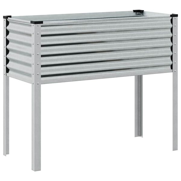 vidaXL Garden Planter Silver Galvanized steel 39.4 x 16.1 x 35.4 in