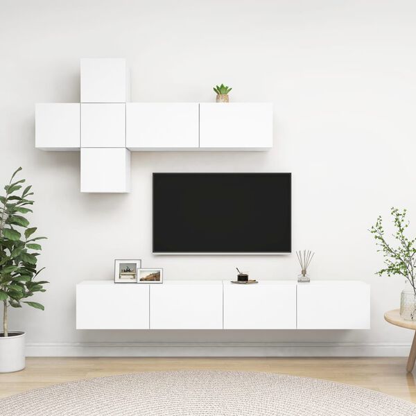 vidaXL TV Cabinet Set White Engineered wood Modular TV Cabinet Set