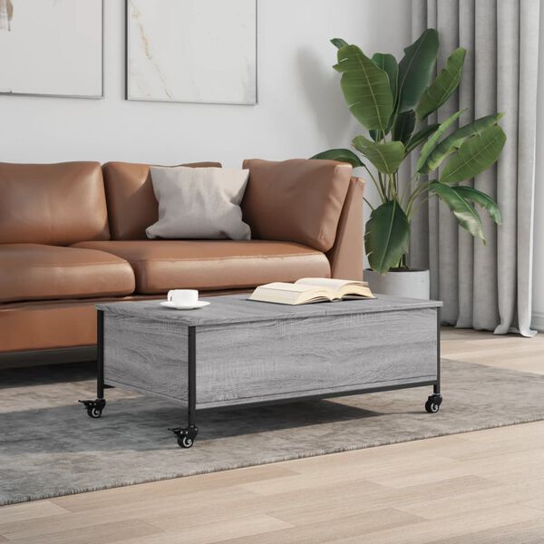 vidaXL Coffee Table Gray Sonoma Engineered Wood Small Rollable