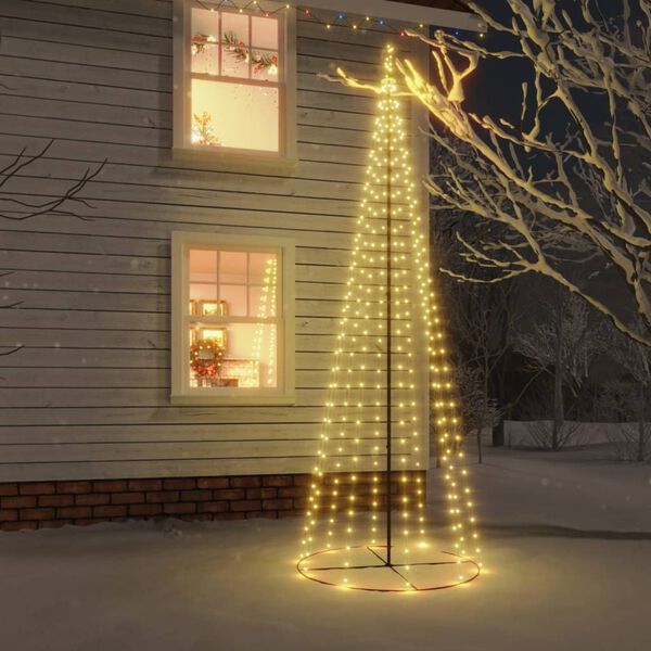 vidaXL Christmas Cone Tree Warm white Powder-coated steel, copper, PVC