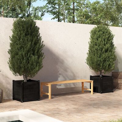 vidaXL Garden Planters 2 pcs Black 19.7"x19.7"x19.7" Solid Wood Pine
