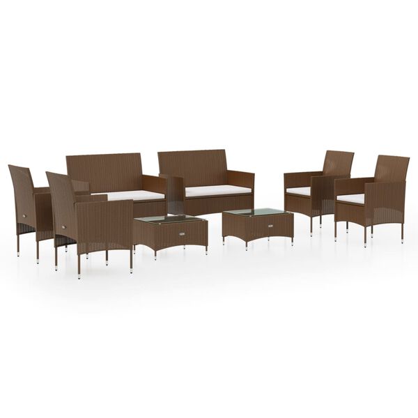 vidaXL Garden Lounge Set Poly rattan: Brown PE rattan 8-piece set