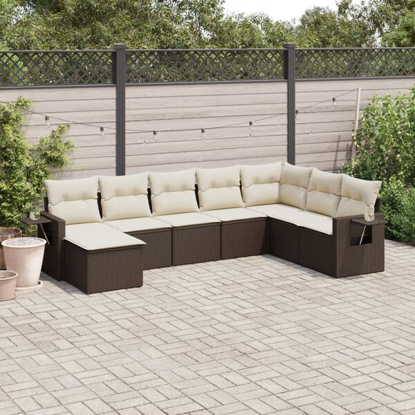 vidaXL Garden Sofa Set Brown, Cream white