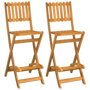 vidaXL Bar Stool Set of 2 Natural wood color Solid Acacia wood Medium