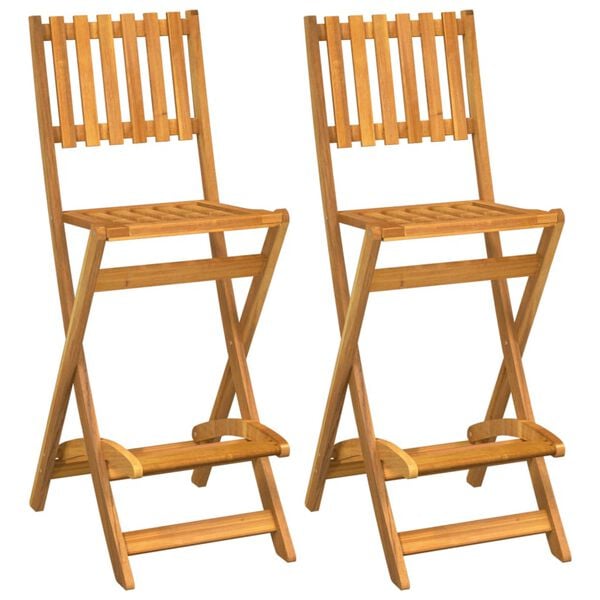 vidaXL Bar Stool Set of 2 Natural wood color Solid Acacia wood Medium