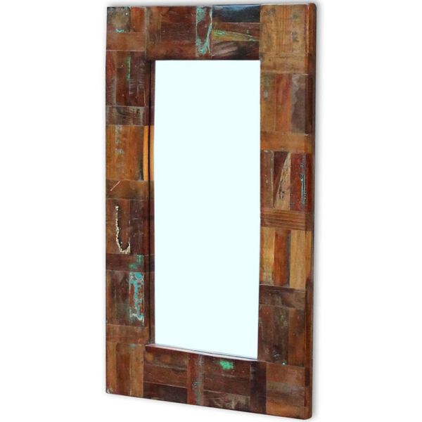 vidaXL Mirror Multicolor Reclaimed wood and glass 31.5 x 19.7 in