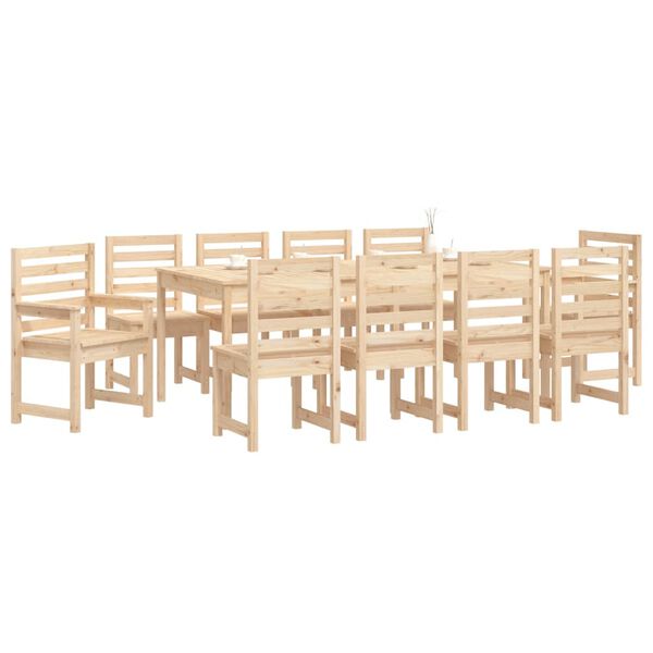 vidaXL Garden Dining Set Natural Pine Solid Pine Wood Large Durable