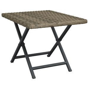 vidaXL Folding Table Grey PE rattan, powder-coated steel Compact