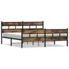 vidaXL Bed Frame Smoked Oak Steel, Engineered Wood 80 x 80 in Modern
