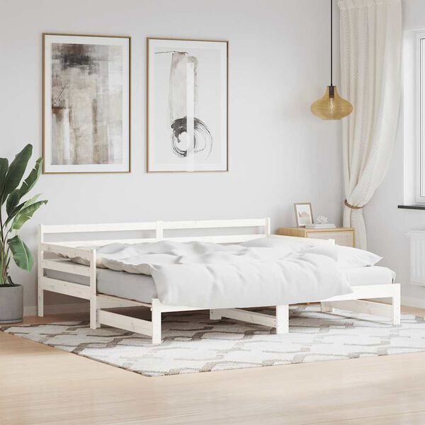 vidaXL Daybed With Trundles White Solid pinewood