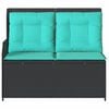 vidaXL Reclining Patio Bench Black Turquoise PE rattan 2-seater