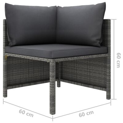 vidaXL Sectional Corner Sofa with Cushions Gray Poly Rattan