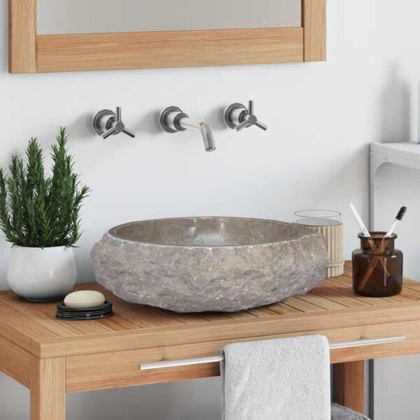 vidaXL Sink Gray Ø15.7"x4.7" Marble