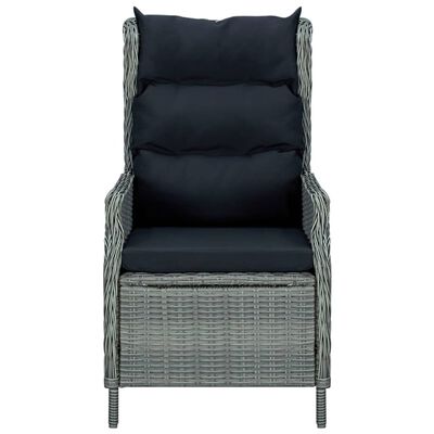 vidaXL Reclining Patio Chair with Cushions Poly Rattan Light Gray