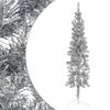 vidaXL Slim Artificial Half Christmas Tree Silver PVC, Steel Slim