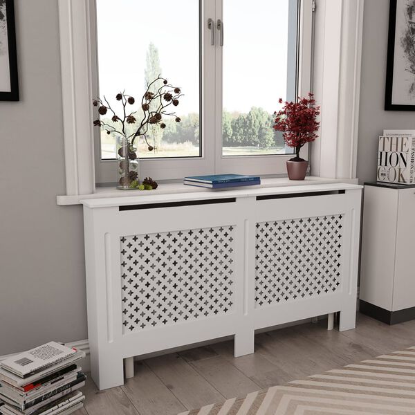 vidaXL Radiator Covers 2 pcs White 59.8"x7.5"x32.1" MDF