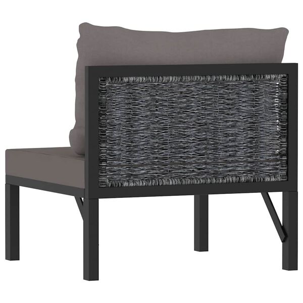 vidaXL Middle Sofa Anthracite Poly rattan, aluminum, fabric (100% polyester)