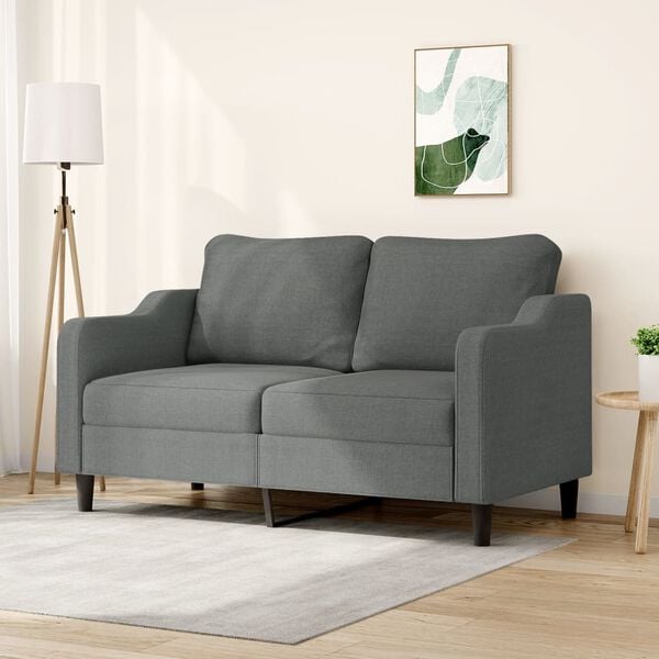 vidaXL 2-seater Sofa Dark Grey 100% Polyester Fabric, Metal, Foam Medium