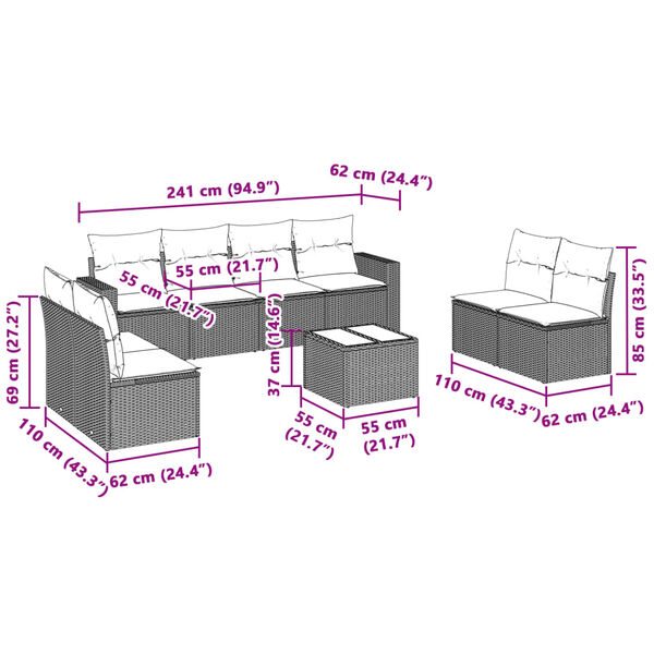 vidaXL Garden Sofa Set Light Grey, Dark Grey