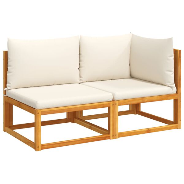 vidaXL Garden Sofa with Cushions 2-Seater Wood Acacia&Rope