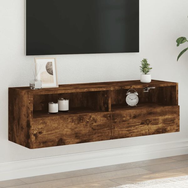 vidaXL TV Wall Cabinet Smoked oak Engineered wood Medium TV Wall Cabinet