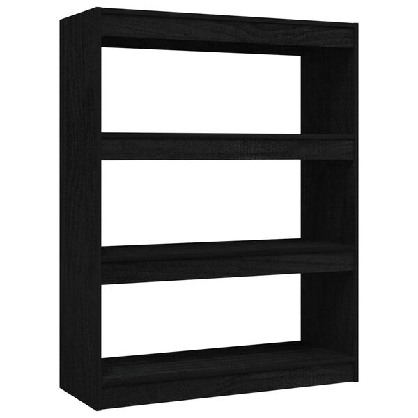 vidaXL Book Cabinet Black Solid Pine Wood Medium Book Cabinet