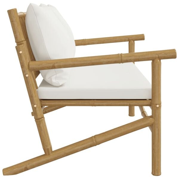 vidaXL Garden Bench Natural Bamboo, Cream White Bamboo