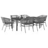 vidaXL Garden Dining Set Grey Poly Rattan 6-seater Removable Covers