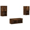 vidaXL 4 Piece TV Wall Stands with LED Lights Smoked Oak