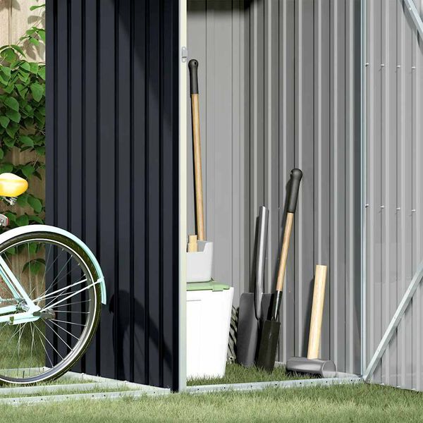 vidaXL Garden Shed Anthracite Galvanized Steel Medium Garden Shed