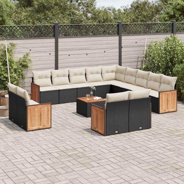 vidaXL Garden Sofa Set Black and Cream