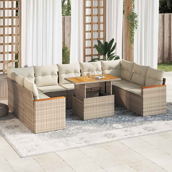 vidaXL Garden Sofa Set Beige Poly Rattan Large Modular Garden Sofa Set
