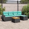 vidaXL 6 Piece Patio Sofa Set with Cushions Black Poly Rattan