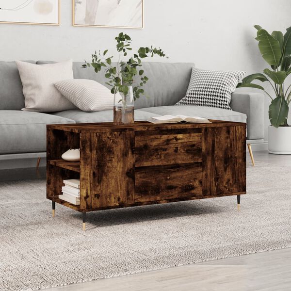 vidaXL Coffee Table Smoked Oak Engineered Wood, Metal Medium