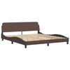 vidaXL Bed Frame Brown Faux leather, metal, solid pine wood, plywood