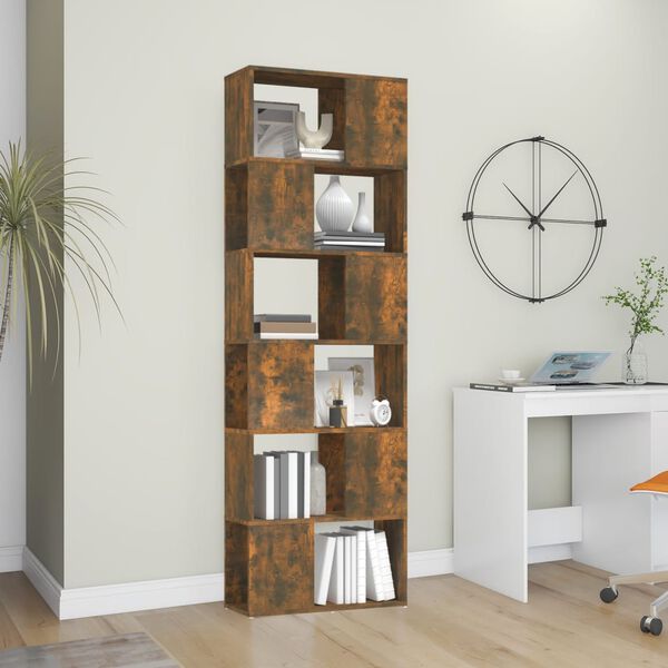 vidaXL Book Cabinet Smoked oak Engineered wood Large Book Cabinet
