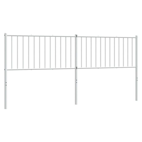 vidaXL Headboard White Powder-Coated Steel Double Bed