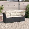 vidaXL Garden Sofa Set Black and Cream PE Rattan, Powder-Coated Steel